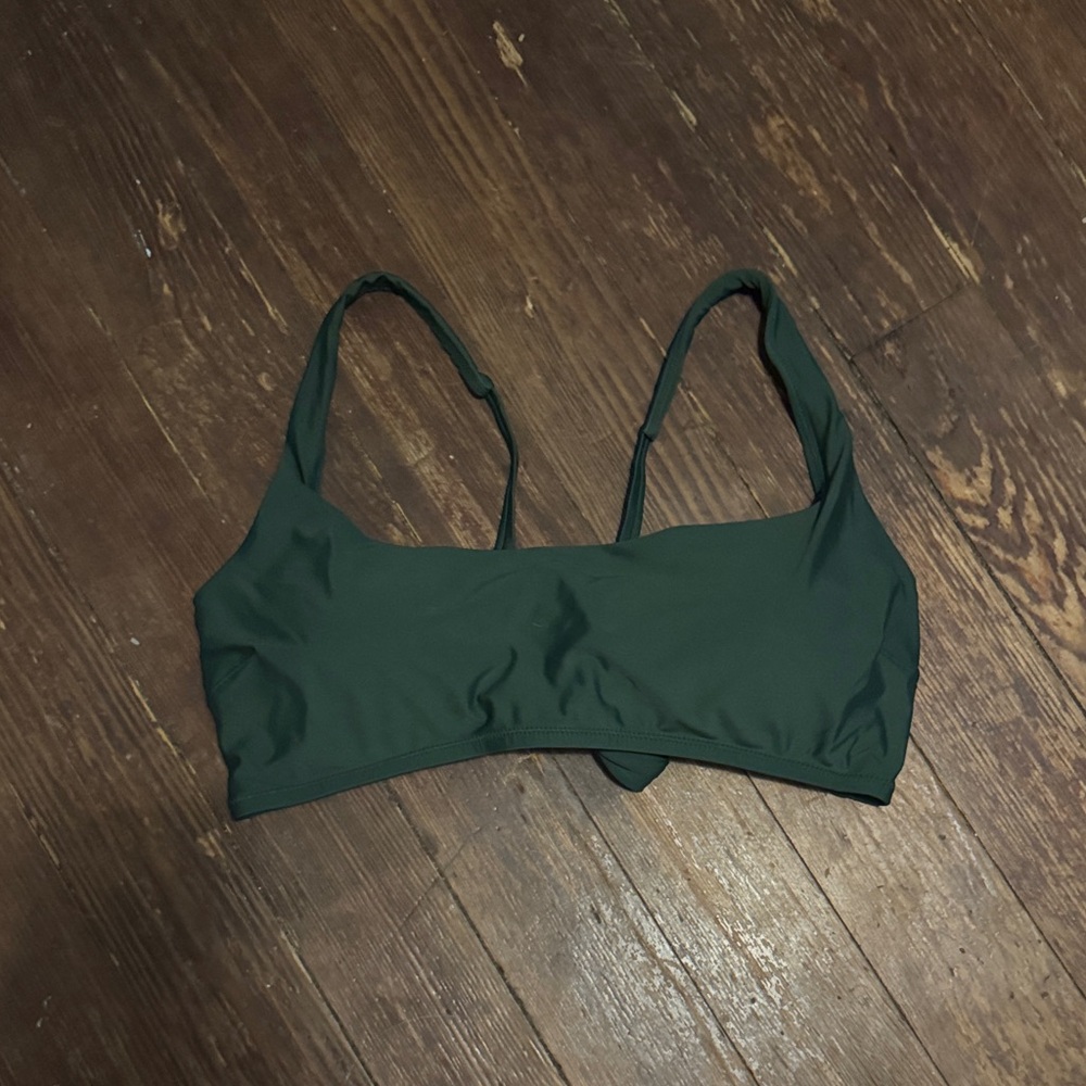 Aerie Deep Green Bikini Scoop Top